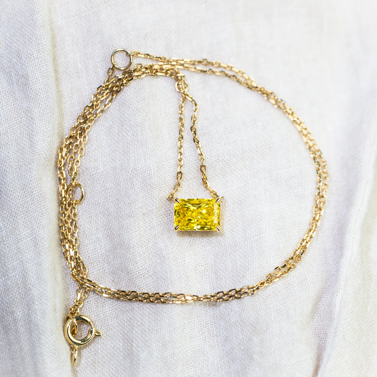 1.13ct Fancy Square Lab Grown Diamond Necklace, 18K Gold