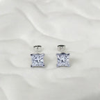 2ct VVS Lab Grown Diamond Princess Cut Stud Earrings, 18K Gold