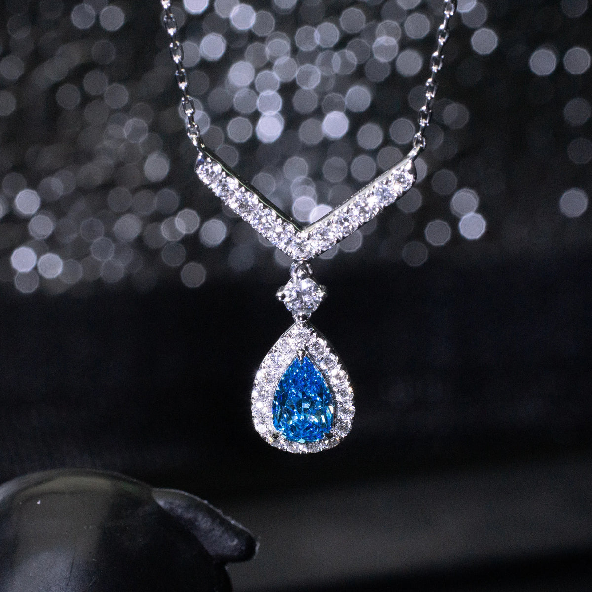 1.4ct Pear Lab Grown Diamond Necklace, 18K Gold
