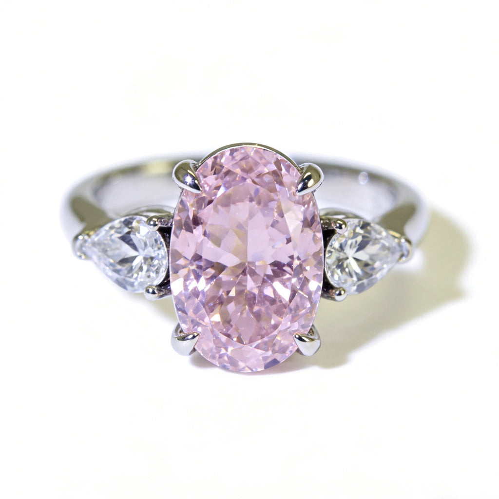 Custom Oval Pink Lab Diamond Ring, 18K Gold, IGI Certified