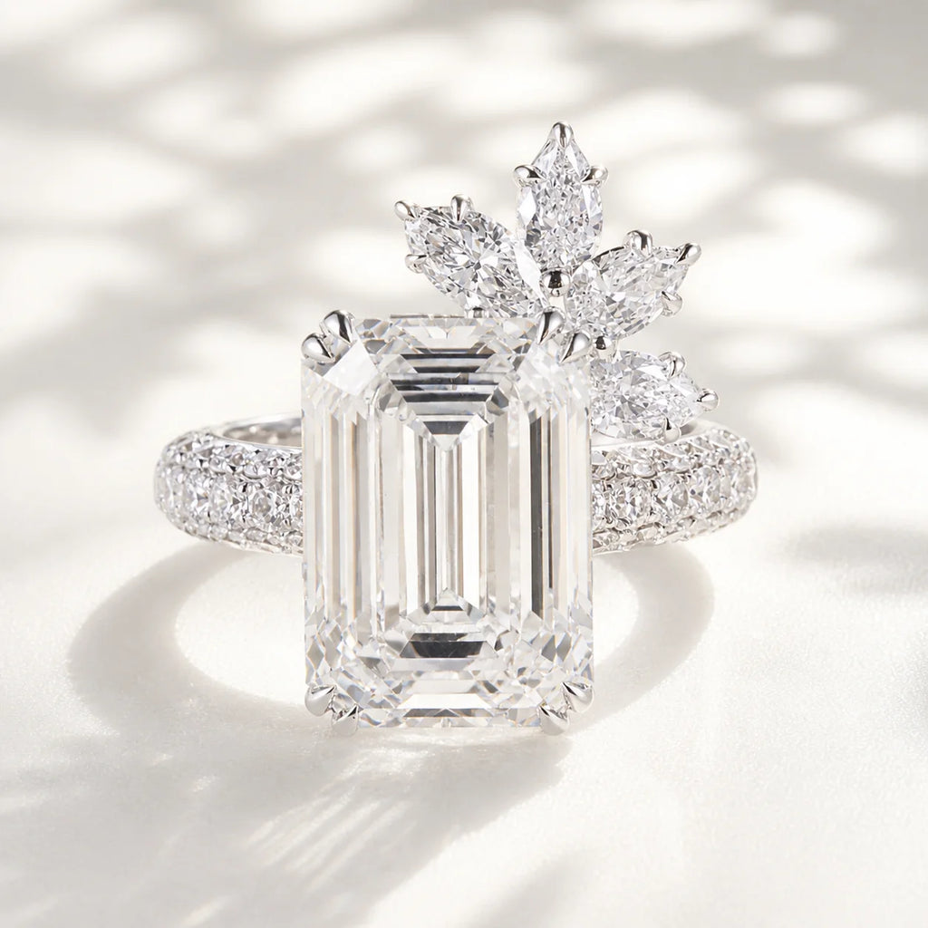 8ct Emerald Cut Lab Diamond Ring, 18K Gold, IGI Certified
