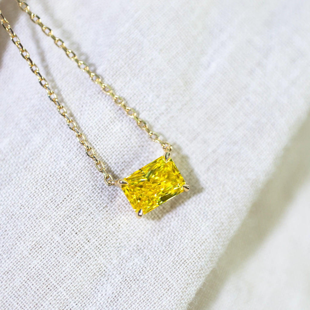 1.13ct Fancy Square Lab Grown Diamond Necklace, 18K Gold