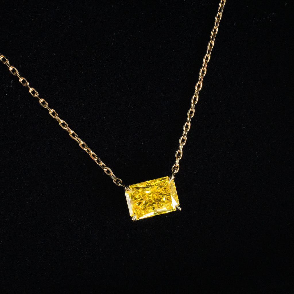 1.13ct Fancy Square Lab Grown Diamond Necklace, 18K Gold