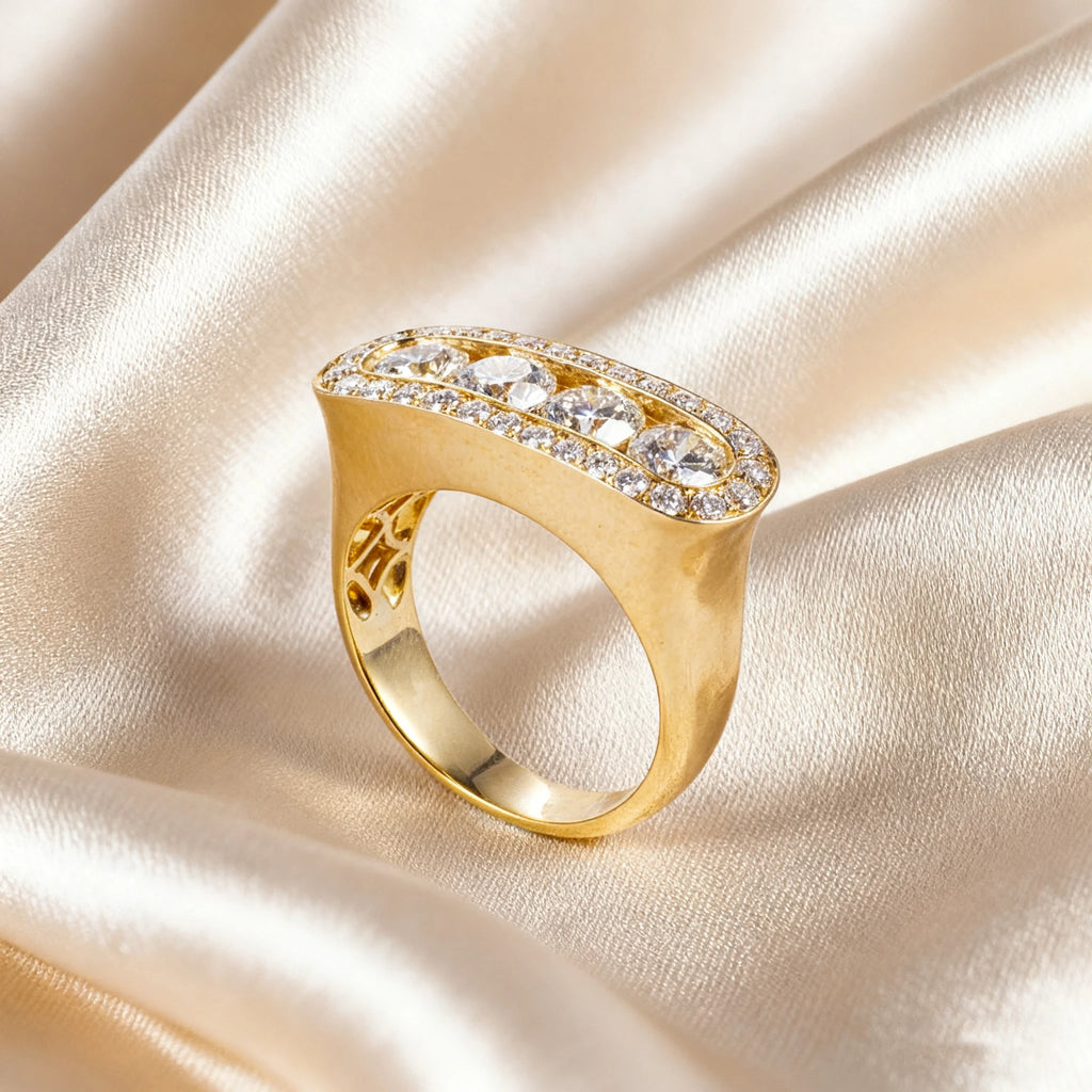 Round Cut Lab Diamond Ring, 18K Solid Gold