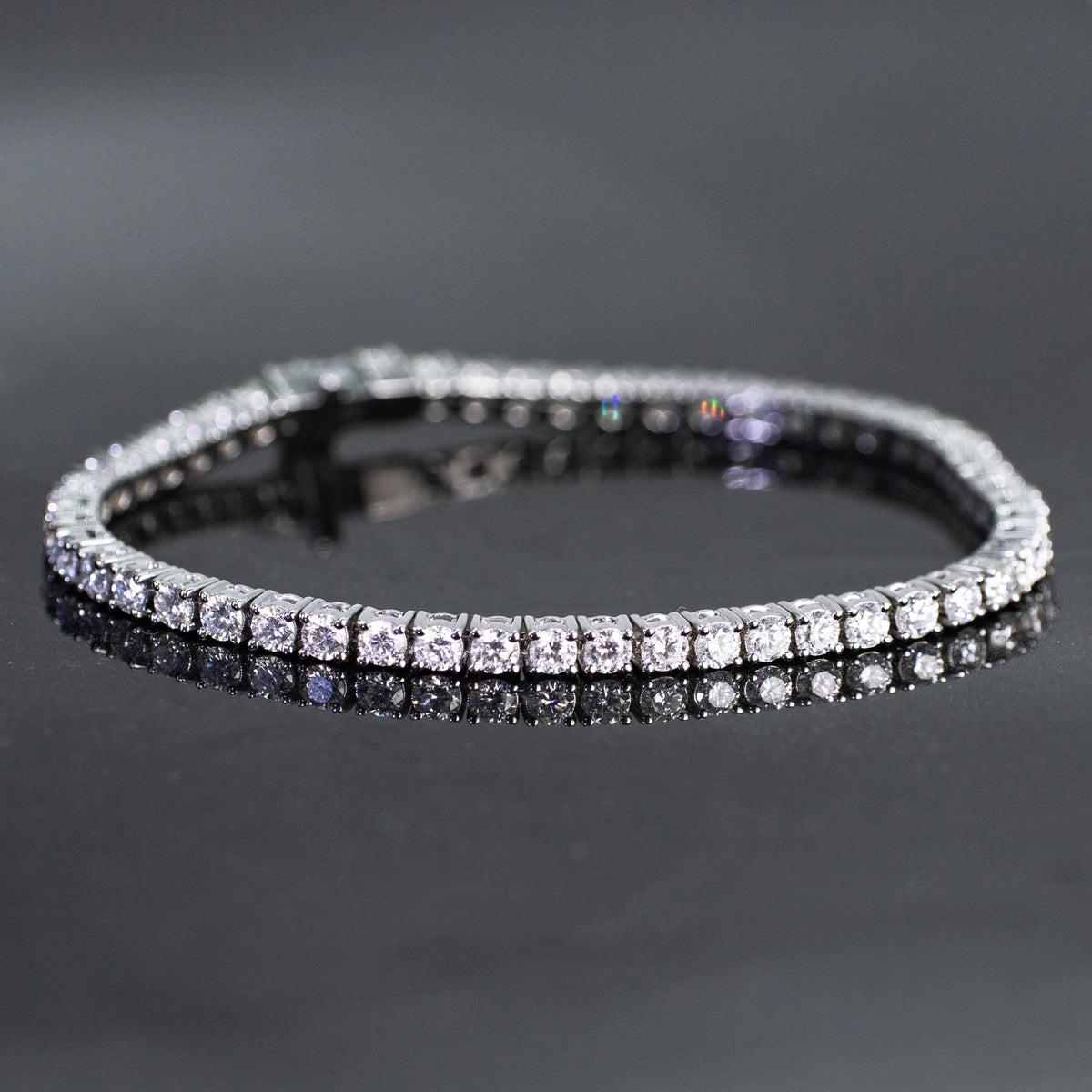 18K Gold Fine Chain Tennis Bracelet with Lab Diamonds