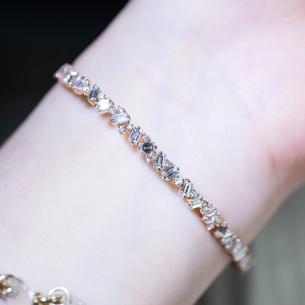 18K Gold Tennis Bracelet with Lab-Grown Diamonds, Emerald Cut