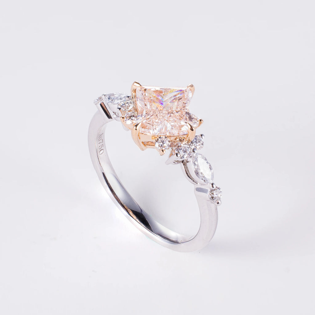 Other Cut Fancy Pink Lab Diamond Ring, 18K Gold, IGI Certified