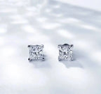 2ct VVS Lab Grown Diamond Princess Cut Stud Earrings, 18K Gold