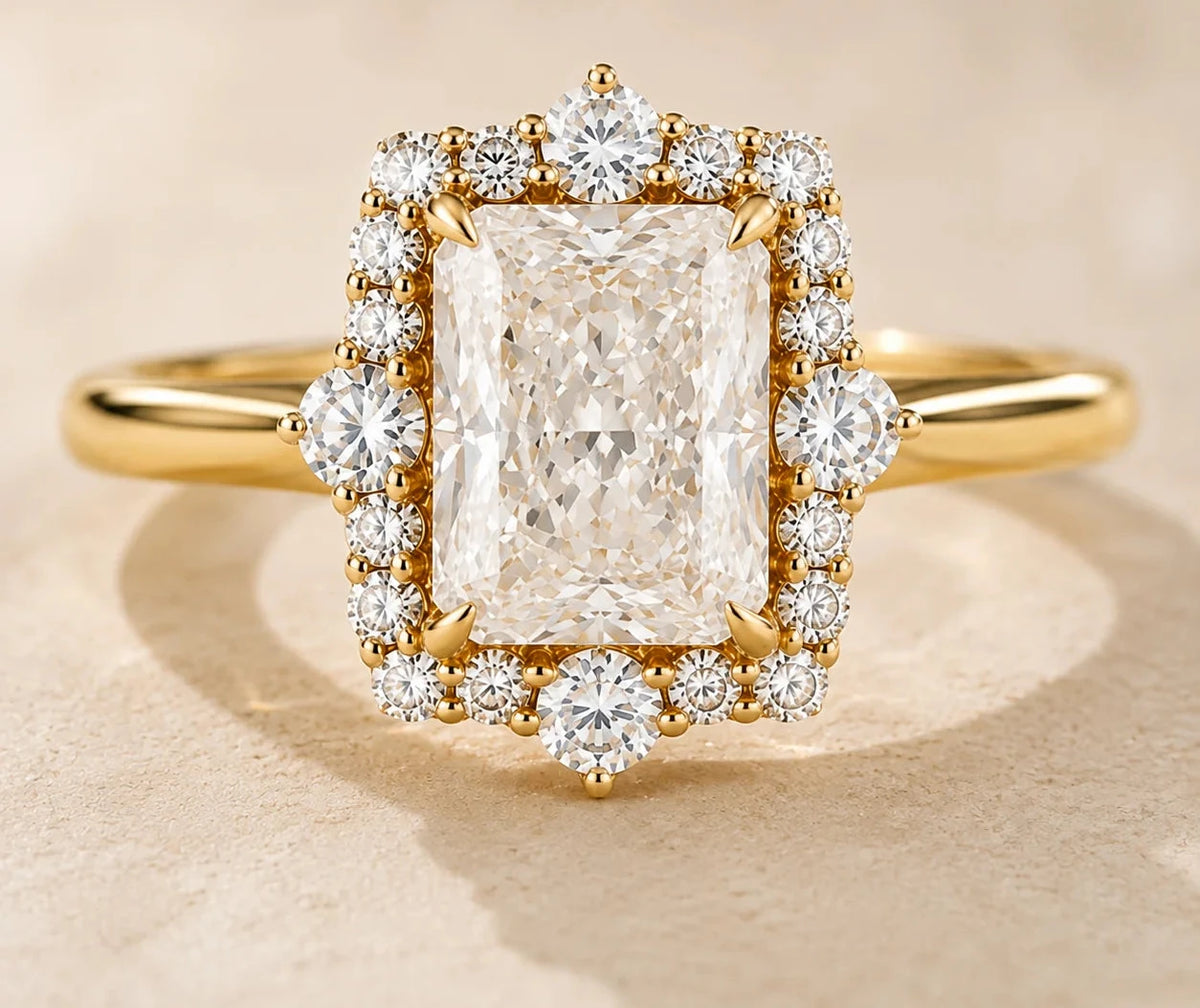 Radiant Cut VVS Lab Diamond Ring, 18K Gold, IGI Certified