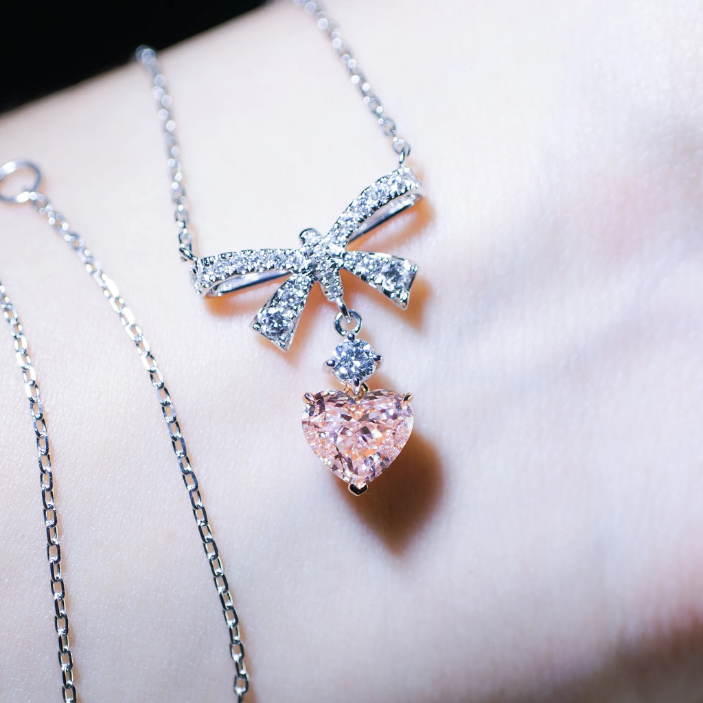 Heart Cut Lab Grown Diamond Necklace, 18K Gold