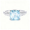 Asscher Cut Fancy Blue Lab Diamond Ring, 18K Gold, IGI Certified