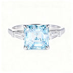 Asscher Cut Fancy Blue Lab Diamond Ring, 18K Gold, IGI Certified
