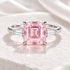 Asscher Cut Fancy Pink Lab Diamond Ring, 18K Gold, IGI Certified