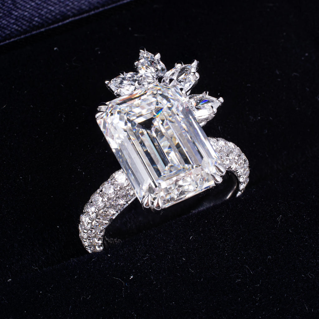 8ct Emerald Cut Lab Diamond Ring, 18K Gold, IGI Certified