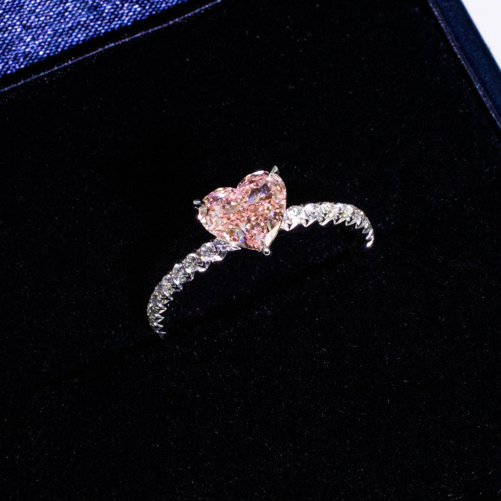 Heart Cut Lab Diamond Ring, 18K Gold, IGI Certified
