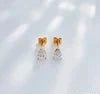 1ct Pear Cut Lab Grown Diamond Stud Earrings, 18K Gold
