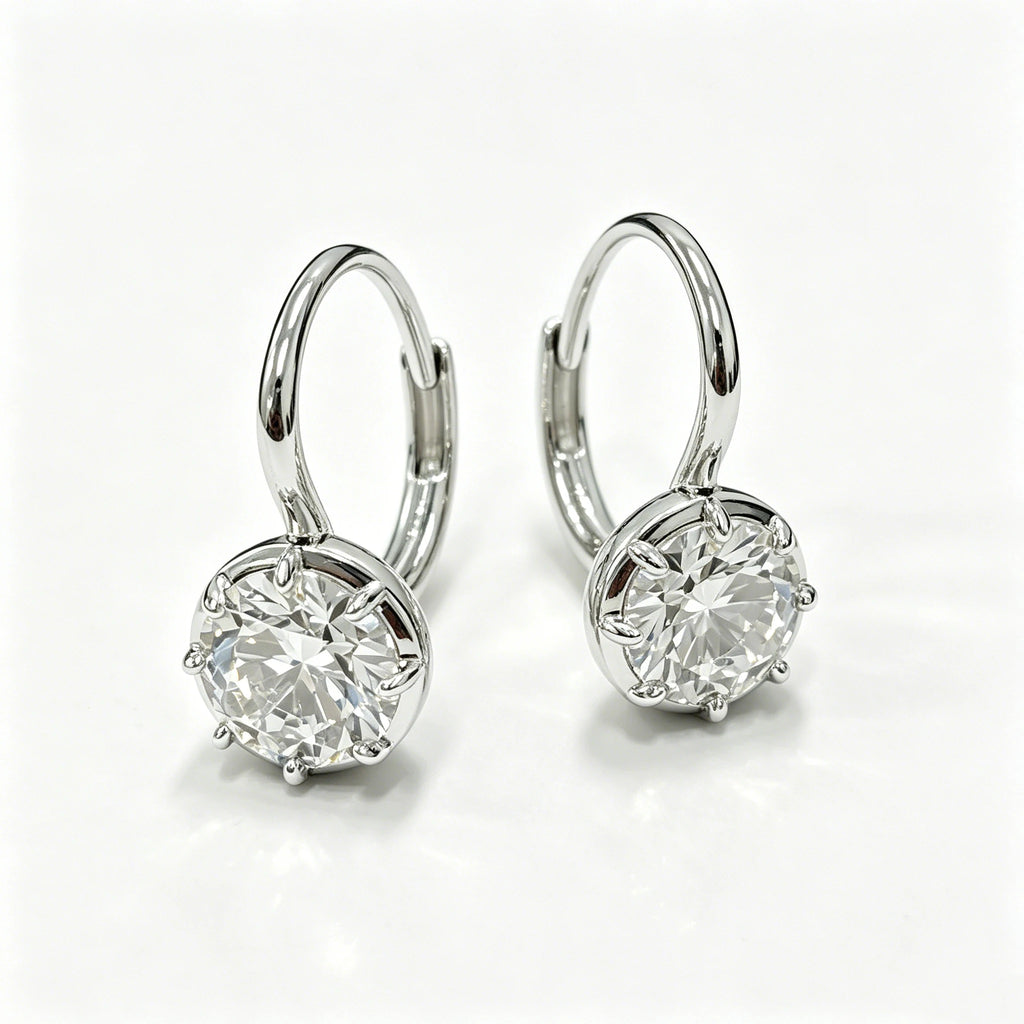 Classic Lab Grown Diamond Earrings, 925 Silver
