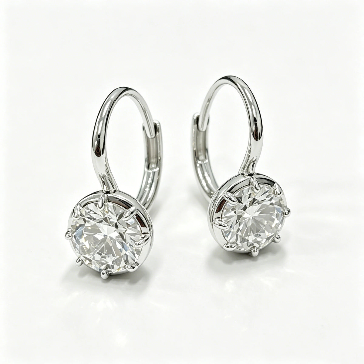 Classic Lab Grown Diamond Earrings, 925 Silver