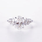 Elegant Oval Lab Diamond Ring with Side Stones, 1.7ct, 18K Gold, IGI Certified