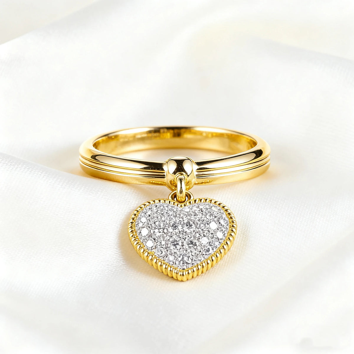 Elegant Heart-Inspired Lab Diamond Ring, 18K Solid Gold