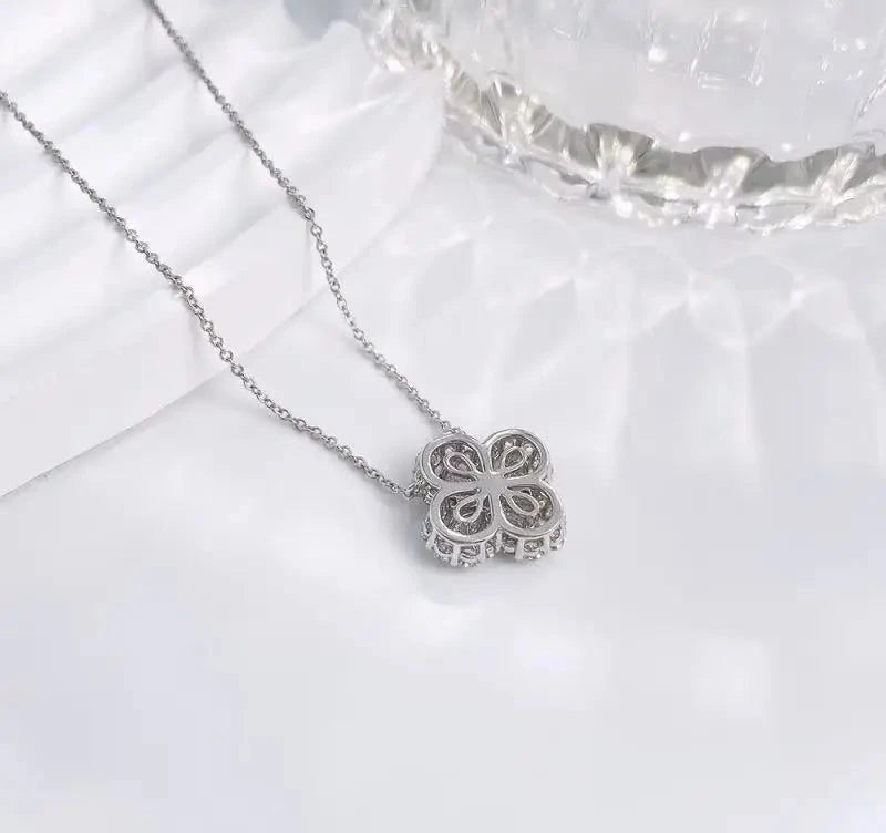 Four Leaf Clover Lab Grown Diamond Necklace, 18K Gold, IGI Certified