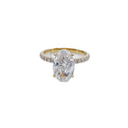 Oval Lab Diamond Ring with Side Stones, 3ct, 18K Gold, IGI Certified