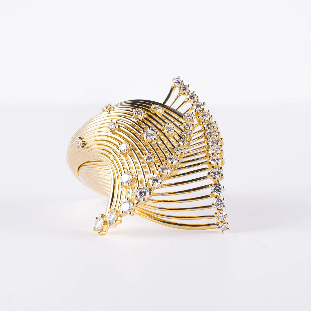 Elegant Wing-Inspired Lab Diamond Ring, 18K Solid Gold