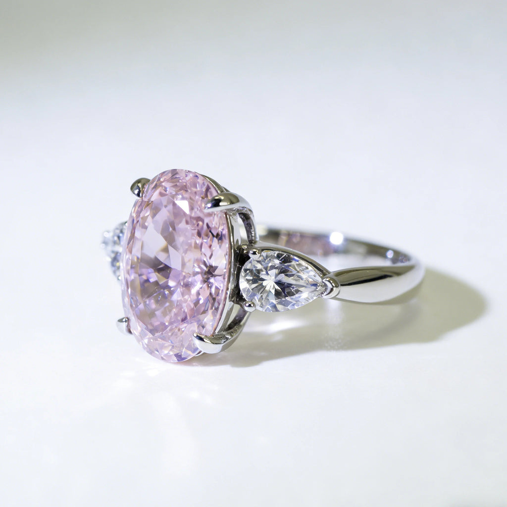 Custom Oval Pink Lab Diamond Ring, 18K Gold, IGI Certified