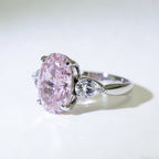 Custom Oval Pink Lab Diamond Ring, 18K Gold, IGI Certified