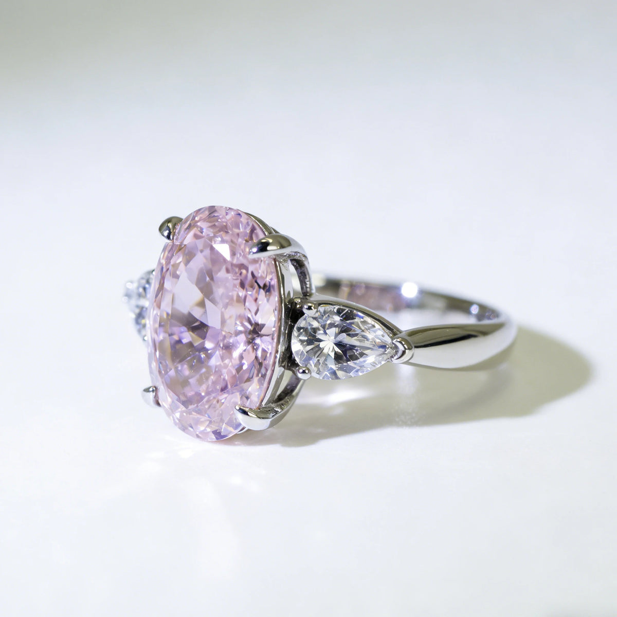 Custom Oval Pink Lab Diamond Ring, 18K Gold, IGI Certified