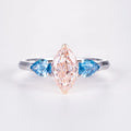 Marquise Cut Fancy Pink Lab Diamond Ring, 18K Gold, IGI Certified