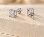 2ct VVS Lab Diamond Princess Cut Stud Earrings, 10K/14K/18K Gold