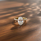 Oval Lab Diamond Ring with Side Stones, 3ct, 18K Gold, IGI Certified