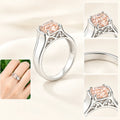 Pink Lab Grown Diamond Ring with Side Stones, Cushion Cut, 1–1.6ct, 925 Silver