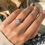 Women's Pink Lab Diamond Ring with Side Stones, Cushion Cut, 925 Silver