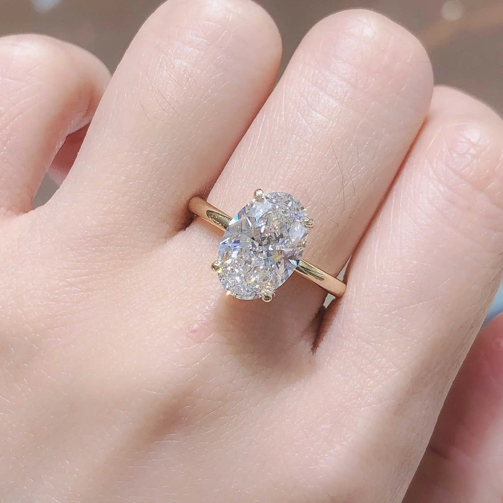 Oval Lab Diamond Ring with Side Stones, 1-2ct, 18K Gold, IGI Certified