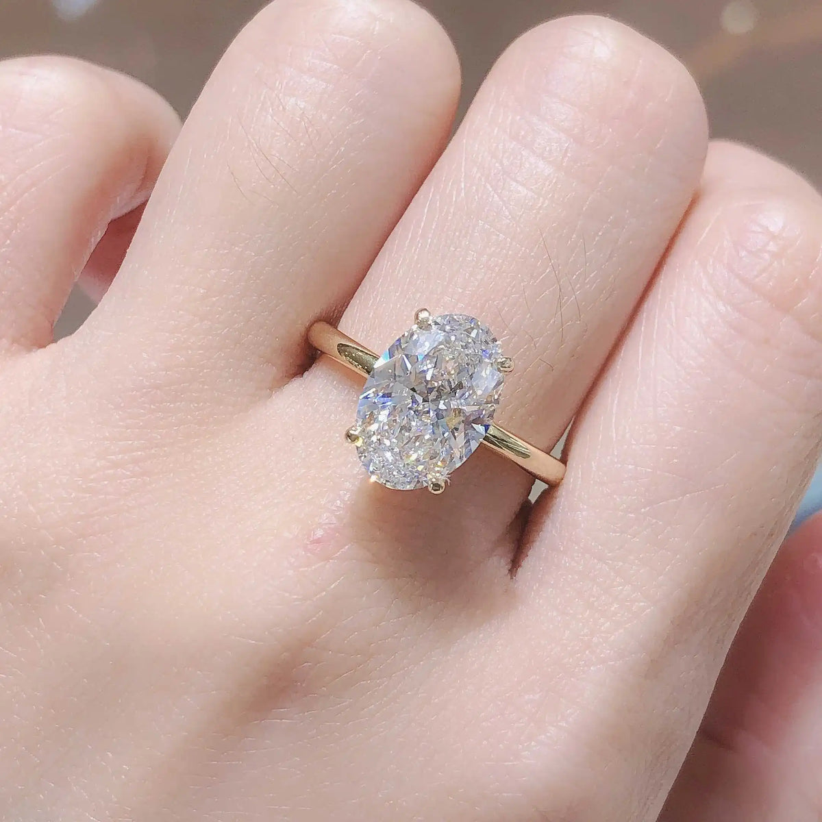 Oval Lab Diamond Ring with Side Stones, 1-2ct, 18K Gold, IGI Certified