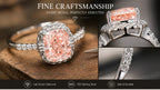 Women's Pink Lab Diamond Ring with Side Stones, Cushion Cut, 925 Silver