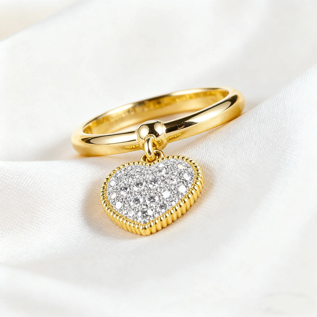 Elegant Heart-Inspired Lab Diamond Ring, 18K Solid Gold