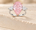 Pear Cut Fancy Pink Lab Diamond Ring, 18K Solid Gold, IGI Certified