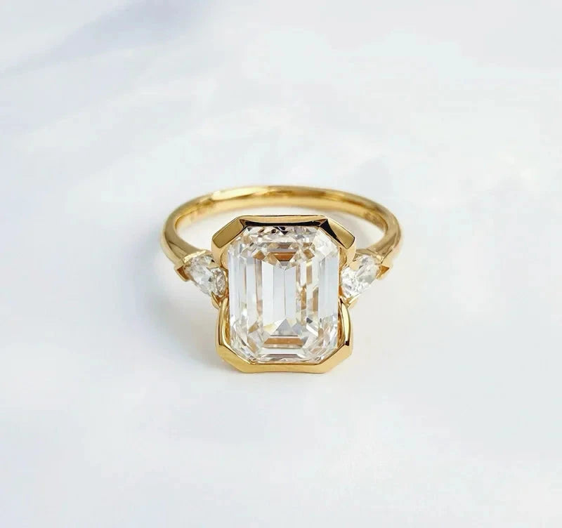 3ct Emerald Cut Lab Diamond Ring, 18K Gold, IGI Certified