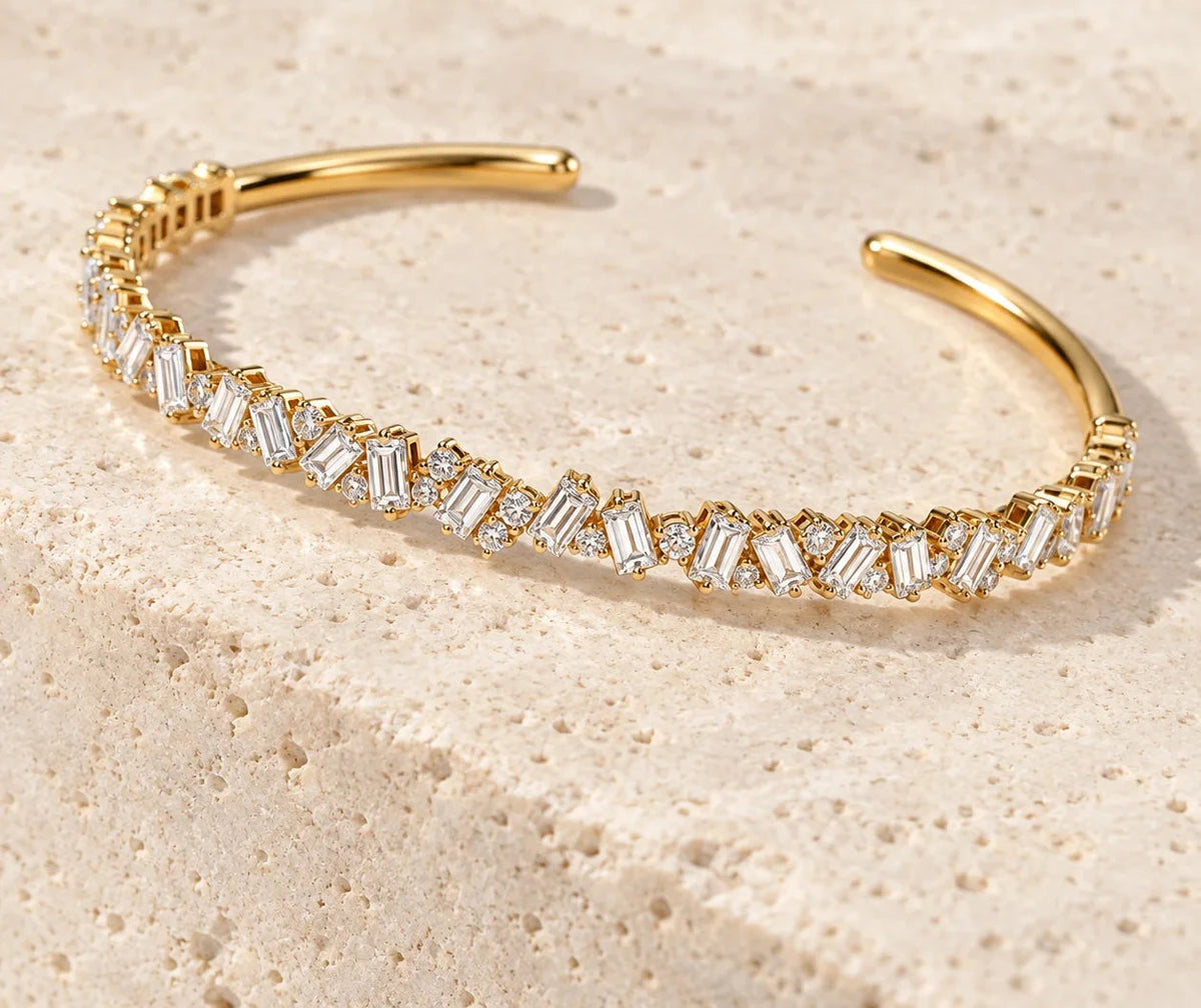 18K Gold Tennis Bracelet with Lab-Grown Diamonds, Emerald Cut