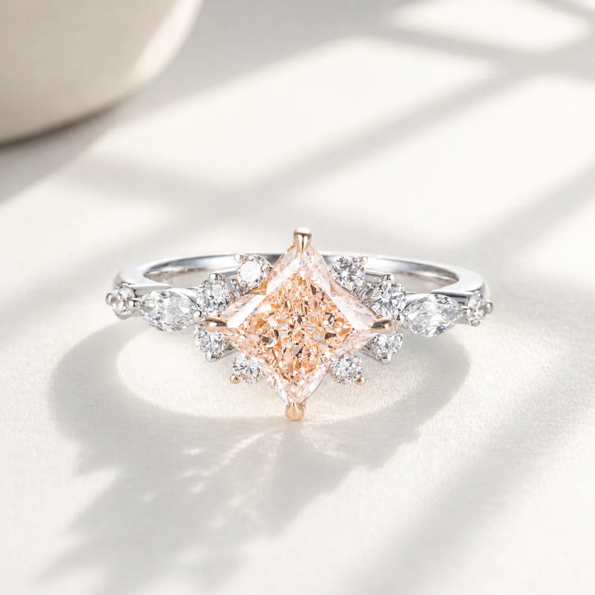Other Cut Fancy Pink Lab Diamond Ring, 18K Gold, IGI Certified