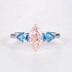Marquise Cut Fancy Pink Lab Diamond Ring, 18K Gold, IGI Certified