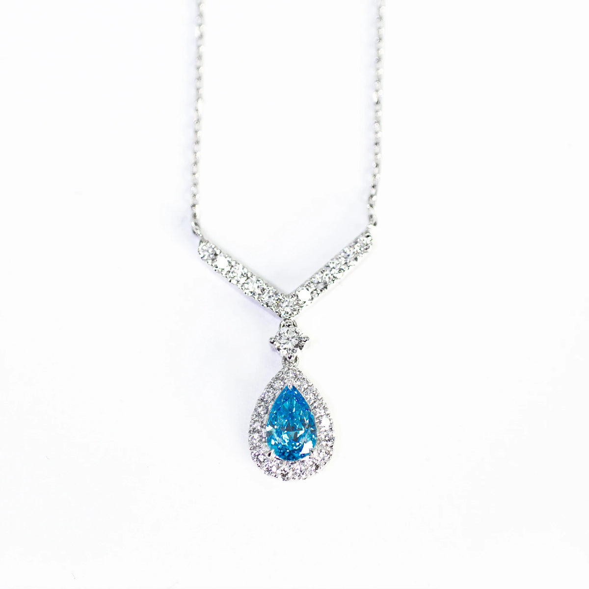 1.4ct Pear Lab Grown Diamond Necklace, 18K Gold