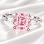 Asscher Cut Fancy Pink Lab Diamond Ring, 18K Gold, IGI Certified