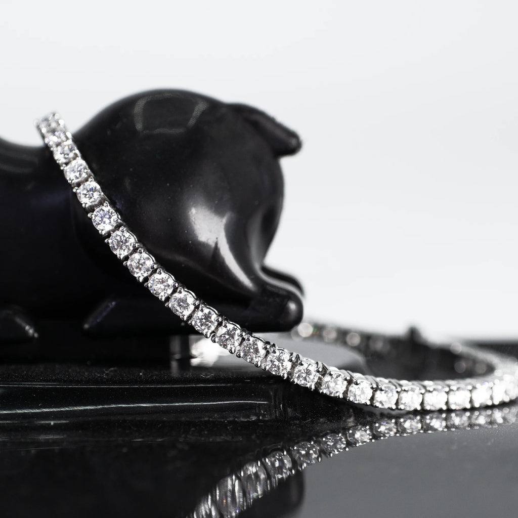 18K Gold Fine Chain Tennis Bracelet with Lab Diamonds