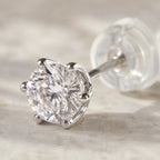 14K Solid Gold Lab Grown Diamond Stud Earrings, Round Brilliant Cut