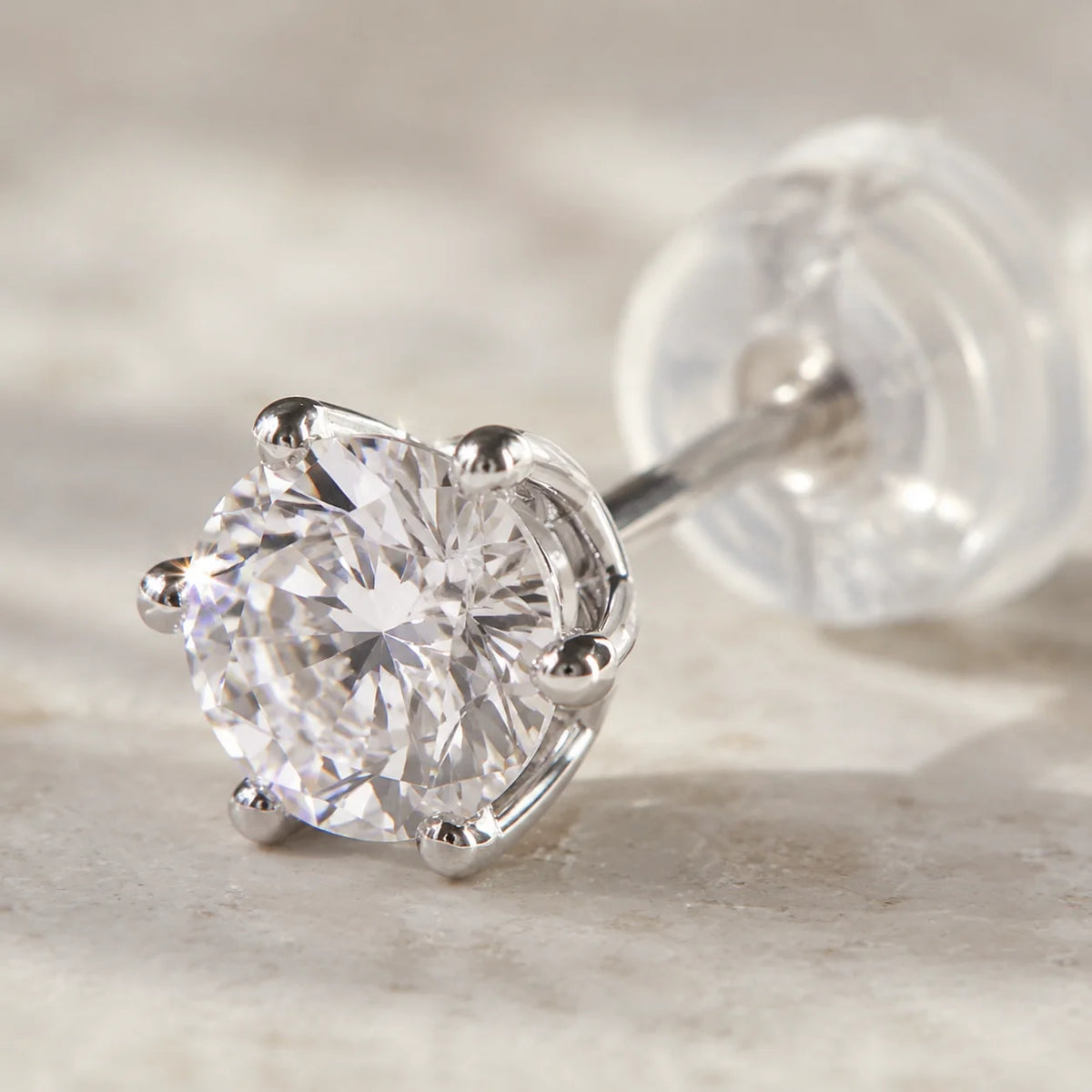 14K Solid Gold Lab Grown Diamond Stud Earrings, Round Brilliant Cut