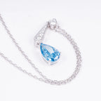 Fancy Blue Lab Grown Diamond Necklace, 18K Gold, IGI Certified